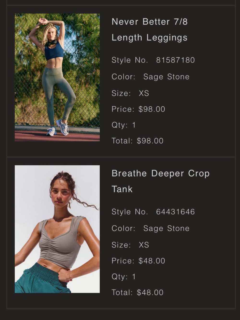 SET! Breathe Deeper Top & Never Better 7/8 Length Leggings - Sage Stone